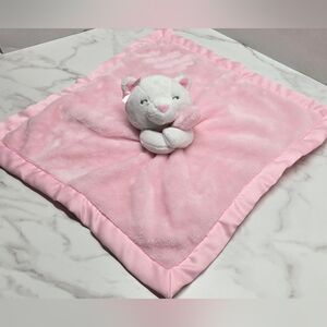Carters White Pink Bow Kitty Cat Plush Lovey Baby Security Blanket Satin Trim